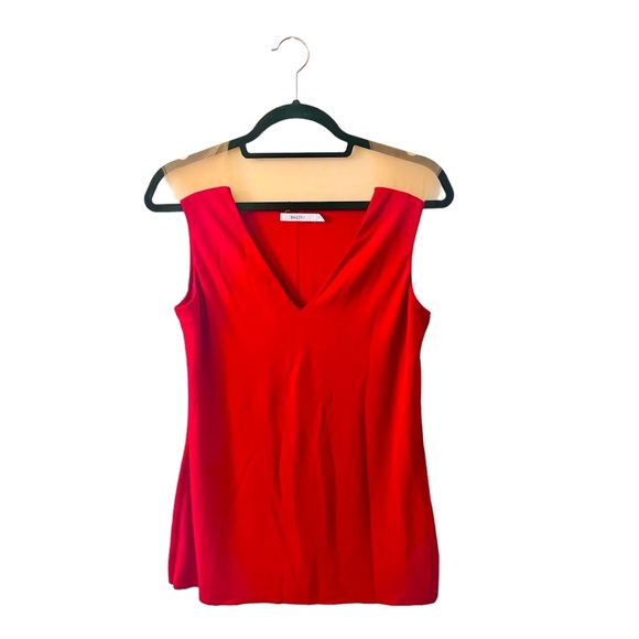Bailey 44 Tops - Bailey44, Medium Sleeveless V-Neck, Illusion shoulder, Crimson